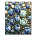 Blue Tulip Garden Floral Art Rug