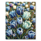 Blue Tulip Garden Floral Art Rug