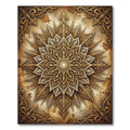 Ornate Golden Filigree Floral Mandala Rug