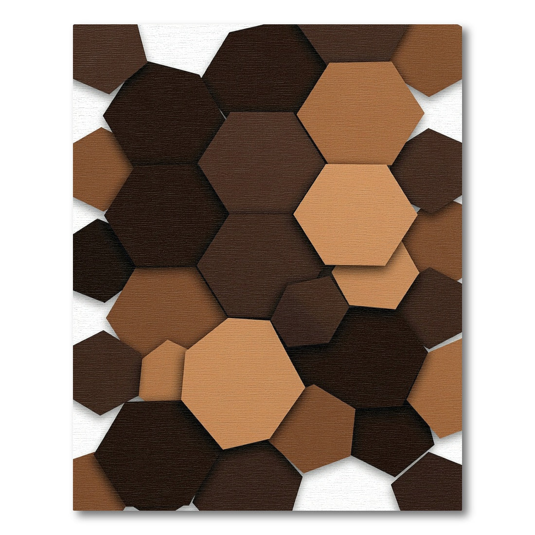 Modern Earthy Tones Stacked Hexagon Grid Rug
