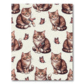 Brown Kitten Butterflies Whimsical Pattern Rug
