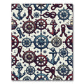 Nautical Navy and Crimson Compass Anchor Rug