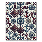 Nautical Navy and Crimson Compass Anchor Rug