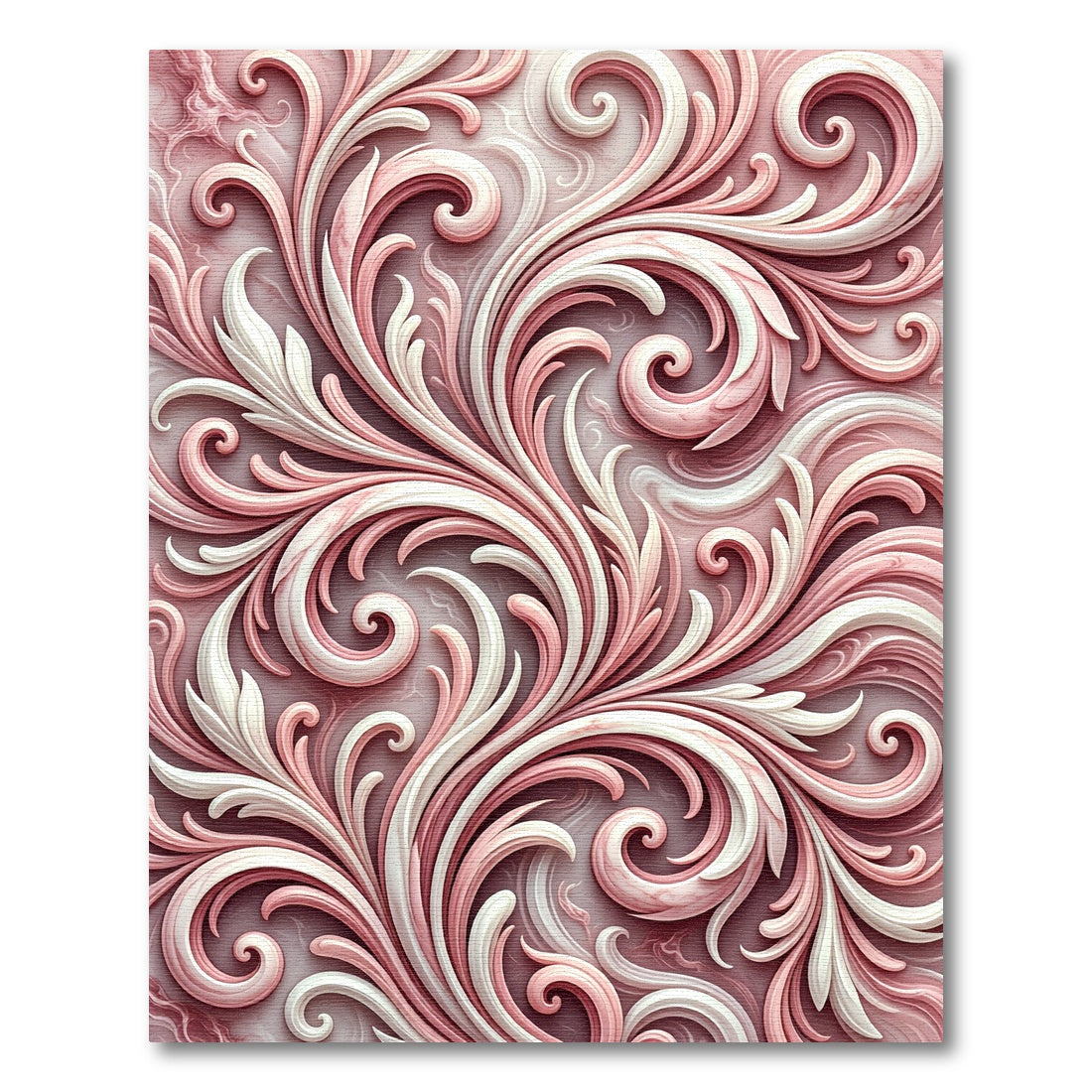 Soft Pink Swirling Floral Detail Rug