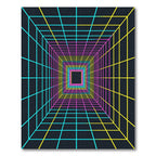 Neon Cyberpunk Grid Tunnel Abstract Rug