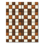Brown Cream Checkerboard Wood Effect Squares Rug