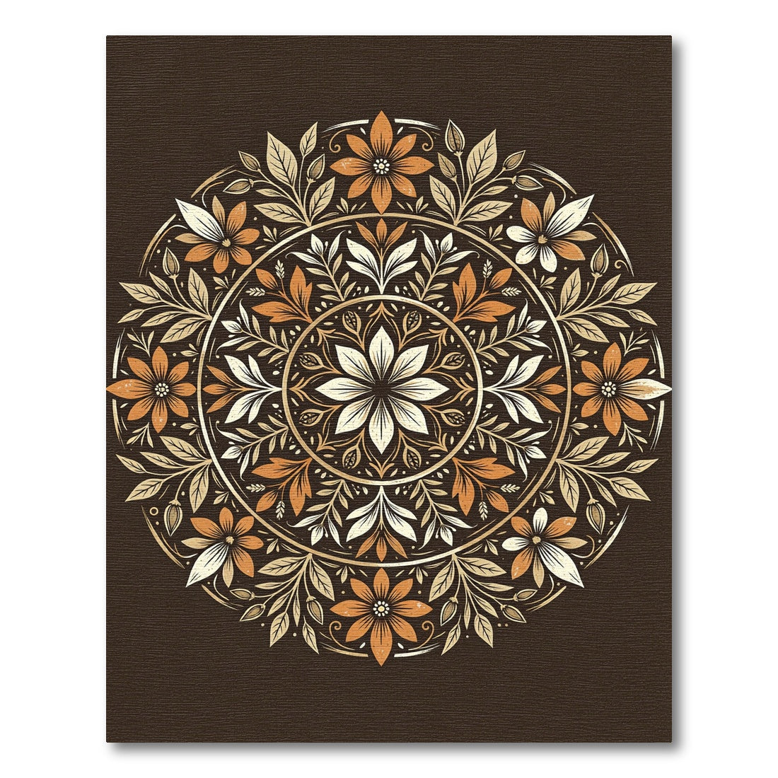 Autumnal Floral Medallion Earth Tone Art Rug