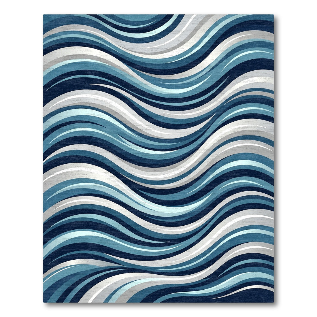Modern Navy and Slate Wavy Stripe Rug