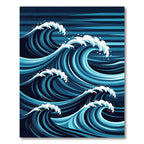 Azure Ocean Ripple Waves Art Rug