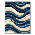 Abstract Navy and Cream Flowing Wave Rug
