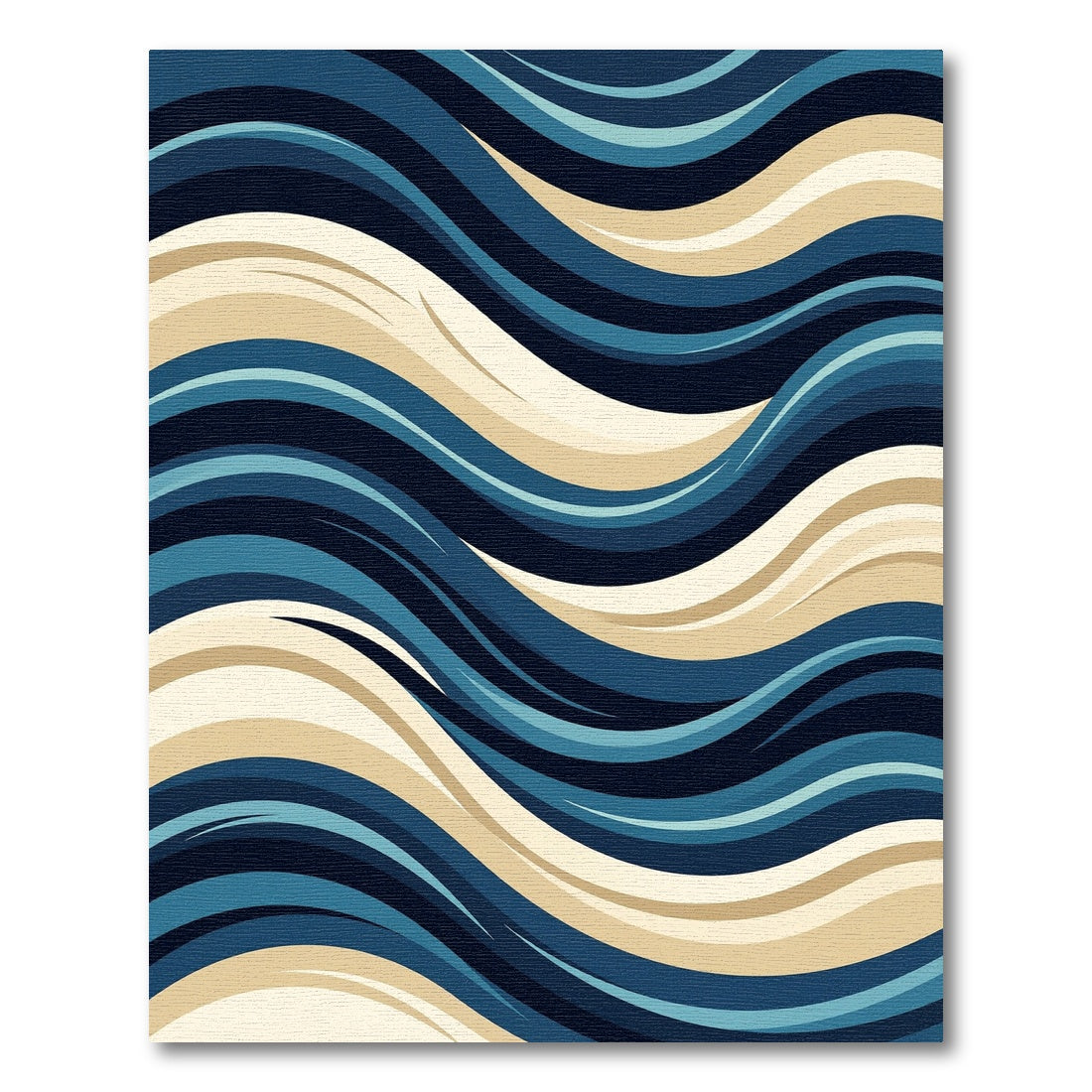 Abstract Navy and Cream Flowing Wave Rug