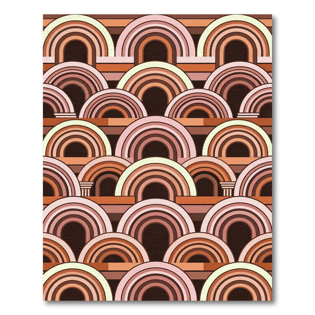 Retro Layered Arch Terracotta Rug