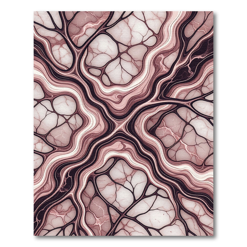 Abstract Blush Vein Fluid Marble Rug