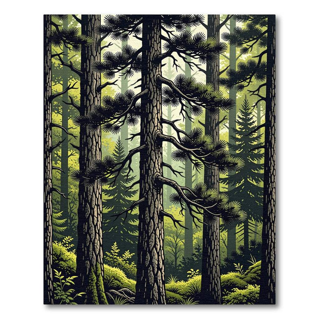 Verdant Forest Woodland Canopy Trees Rug