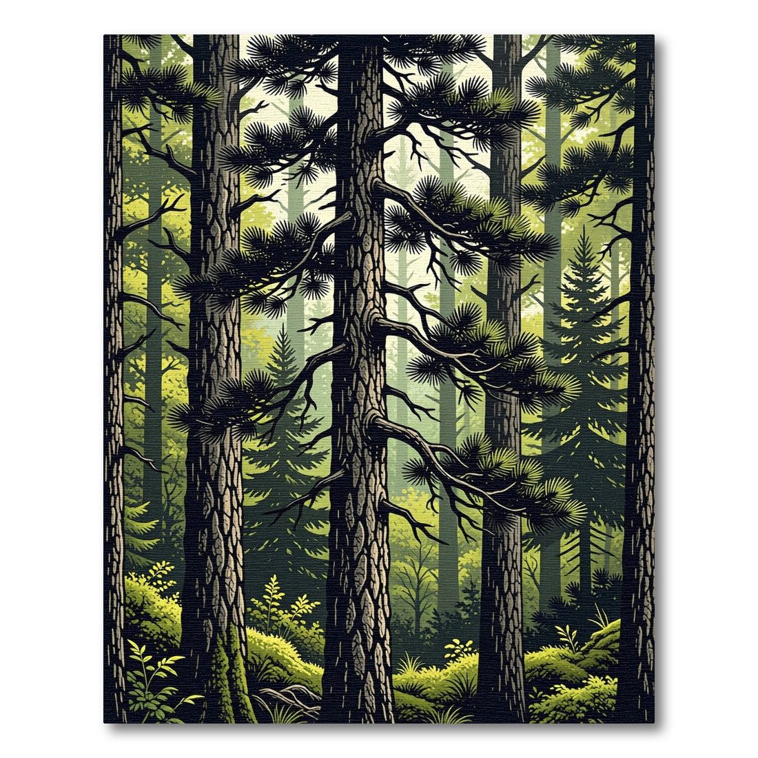 Verdant Forest Woodland Canopy Trees Rug