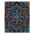 Vibrant Blue Orange Geometric Star Burst Rug