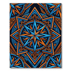 Vibrant Blue Orange Geometric Star Burst Rug