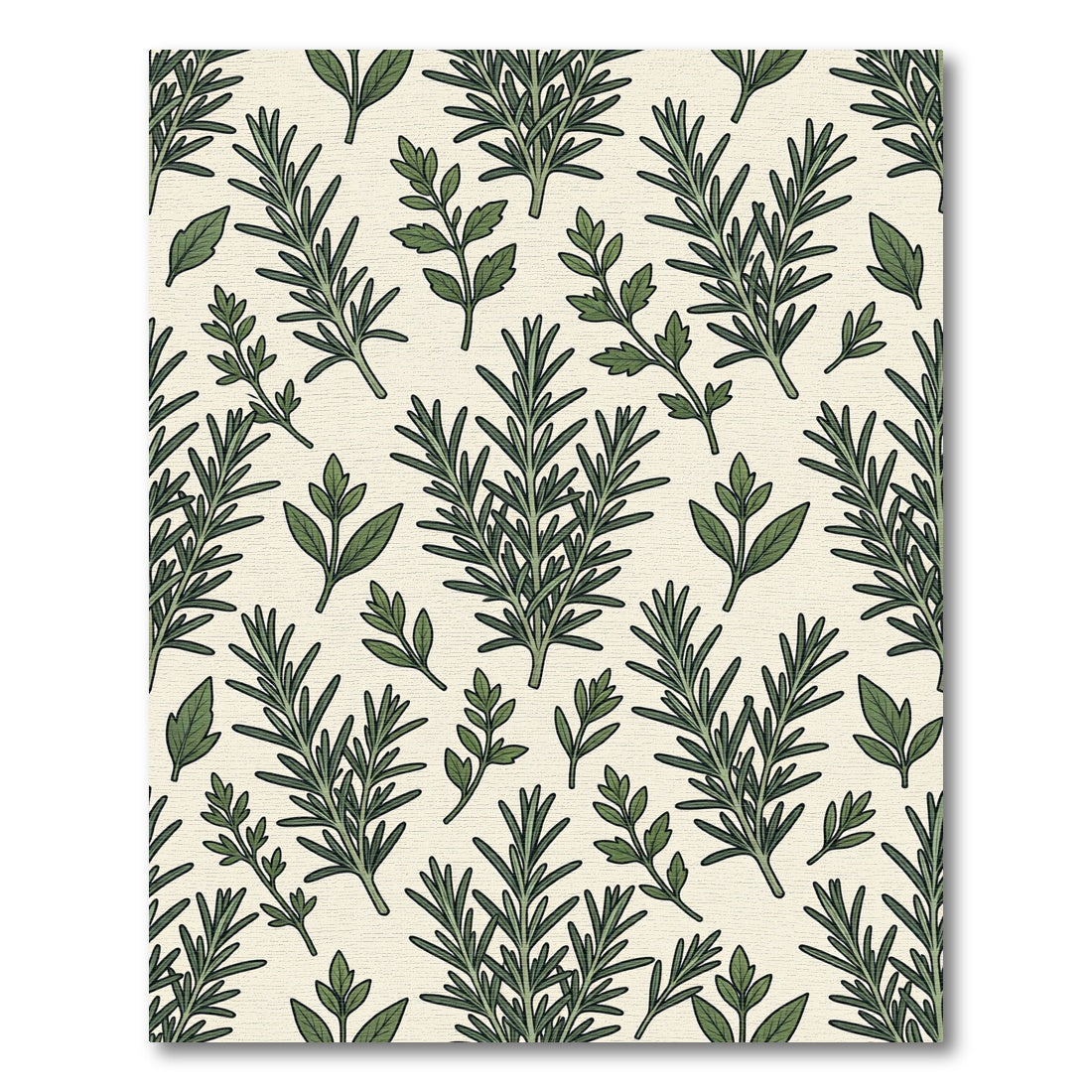 Green Sprigs Botanical Repeating Pattern Rug