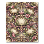 Ornate Pink Floral Acanthus Scrollwork Rug