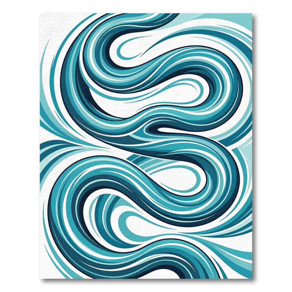 Fluid Teal Abstract Swirl Waves Rug