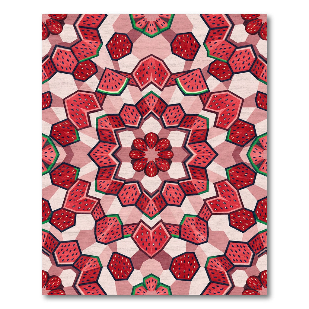 Crimson Strawberry Fractal Mandala Rug
