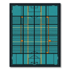Modern Teal Grid Geometric Floor Art Rug