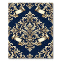 Elegant Navy Gold Baroque Scroll Rug