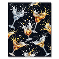 Dynamic Golden Cocktail Splashes Black Backdrop Rug