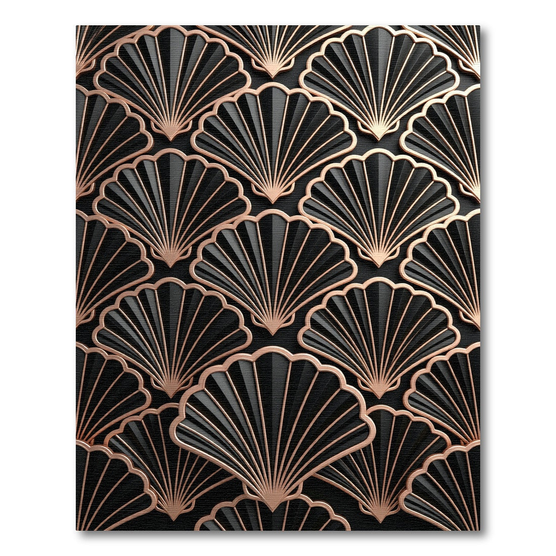 Black Fan Art Deco Relief Rug