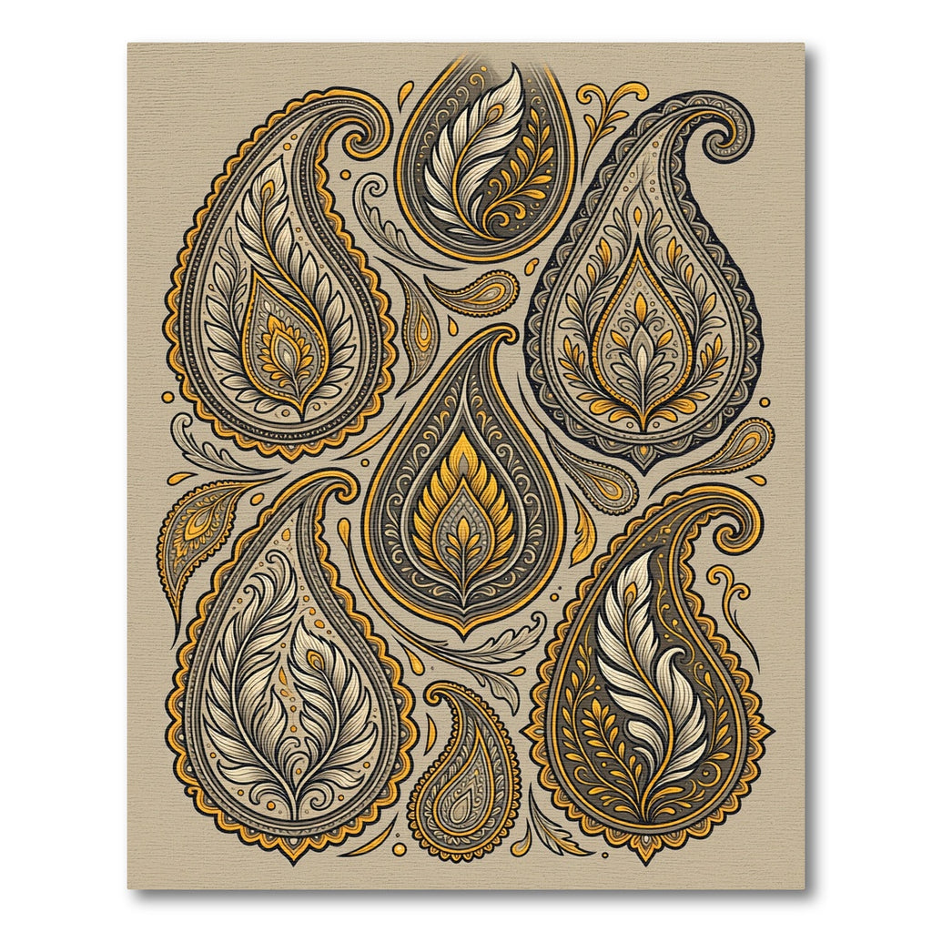 Golden Leaf Paisley Compositions Rug
