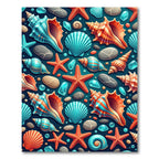 Vibrant Coastal Seashell Coral Starfish Reef Rug