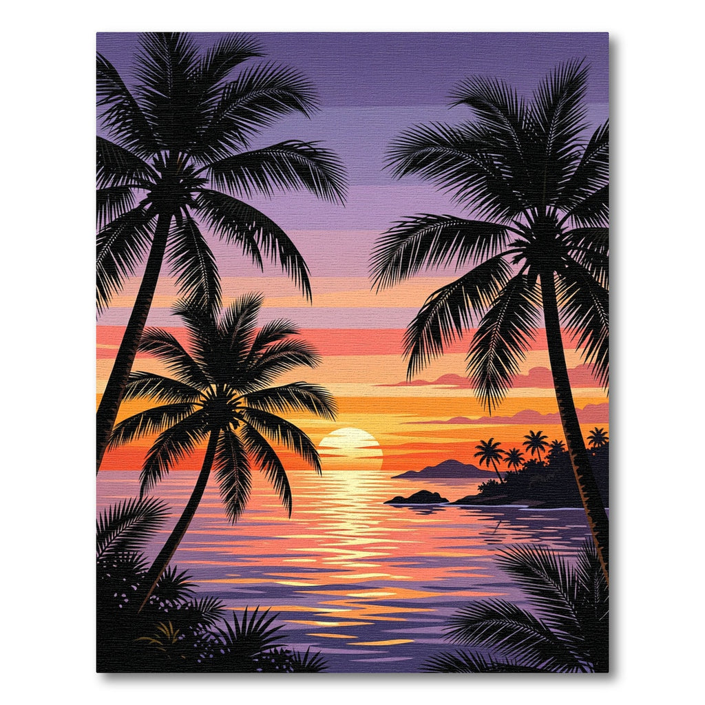 Tropical Sunset Palm Tree Silhouette Rug