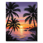 Tropical Sunset Palm Tree Silhouette Rug
