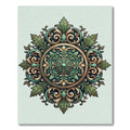 Ornate Sage Green Filigree Medallion Rug