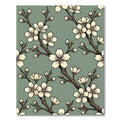 Elegant Sage Green Cherry Blossom Branch Rug
