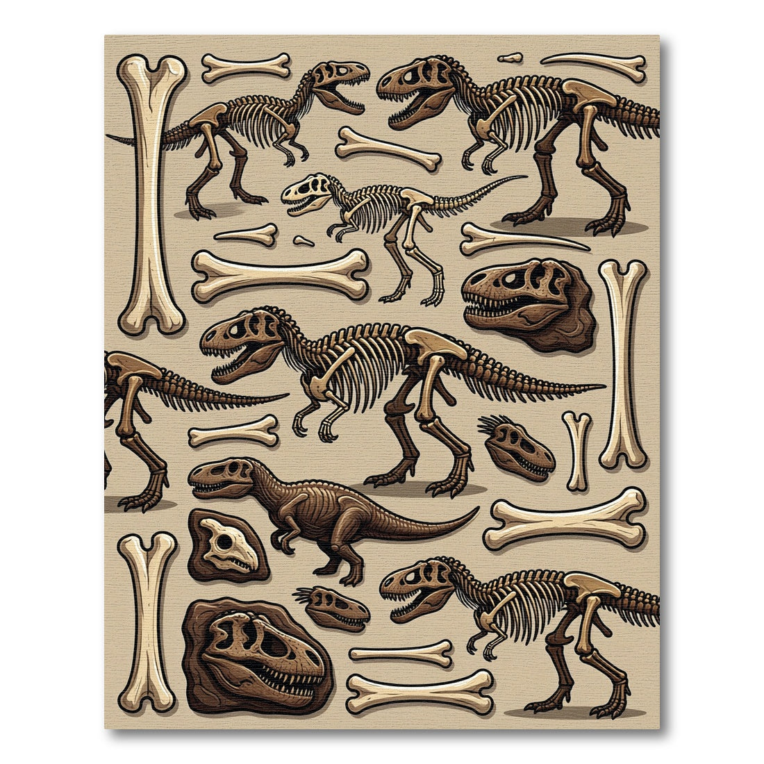Prehistoric Fossil Dinosaur Beige Art Rug