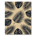 Dark Tropical Leaf Beige Botanical Rug