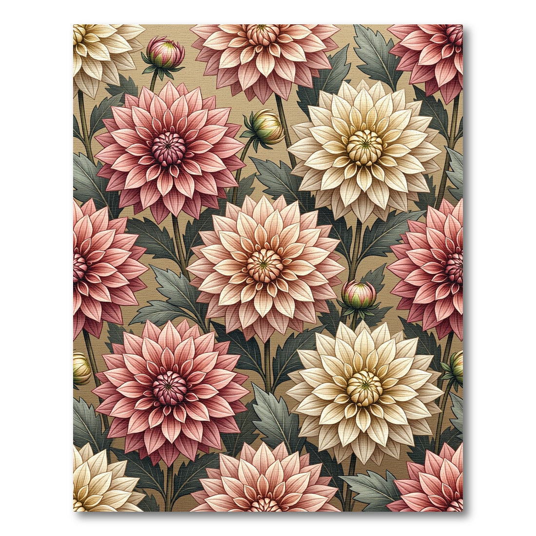 Blush and Cream Botanical Dahlia Floral Rug