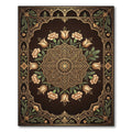 Ornate Golden Floral Medallion Bloom Rug