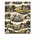 Whimsical Country Mice Meadow Landscape Rug