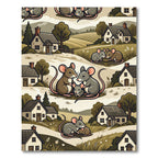 Whimsical Country Mice Meadow Landscape Rug