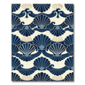 Art Deco Navy Scallop Wave Shell Rug