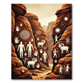 Earthy Canyon Petroglyph Ancient Cave Art Rug