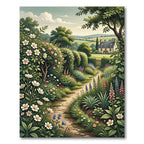 Enchanted English Cottage Garden Landscape Rug