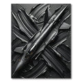 Bold Matte Black Jet Artistic Statement Rug