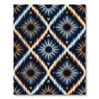 Midnight Ikat Sunburst Geometric Diamond Rug