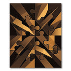 Golden Brown Puzzle Piece Composition Rug