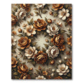 Golden Brown Floral Garland Rug