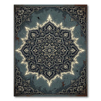 Ornate Dark Charcoal Gilded Floral Mandala Rug