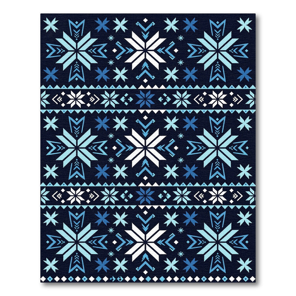 Geometric Nordic Blue Snowflake Frost Rug